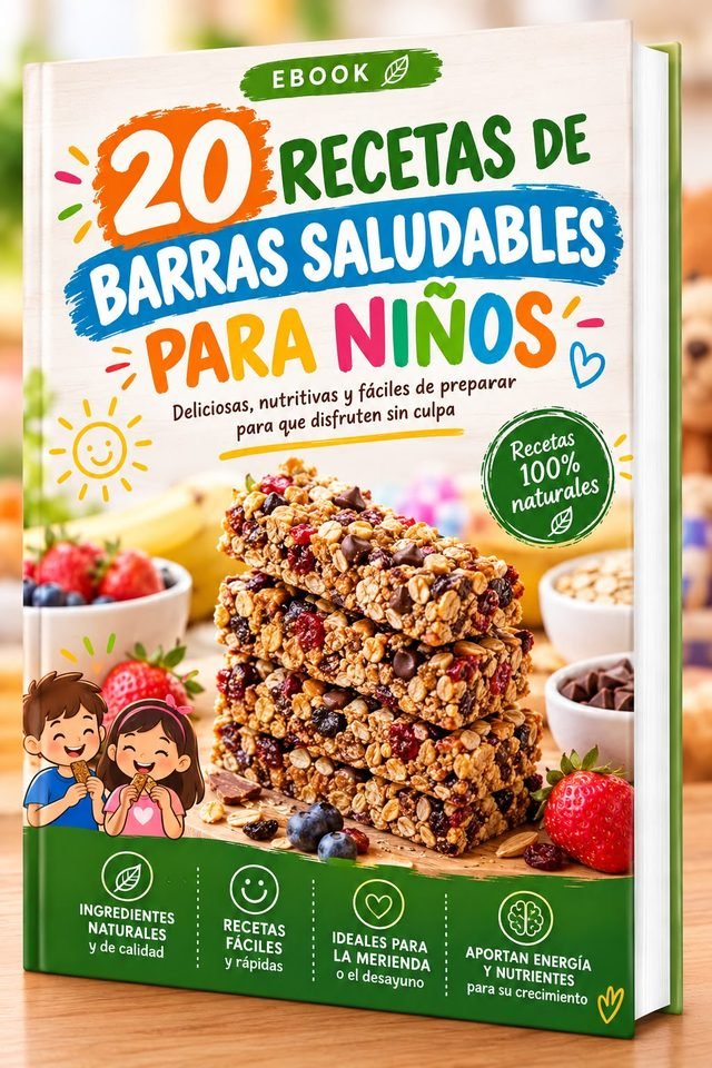 Portada: 20 Recetas de Barras Saludables para Niños