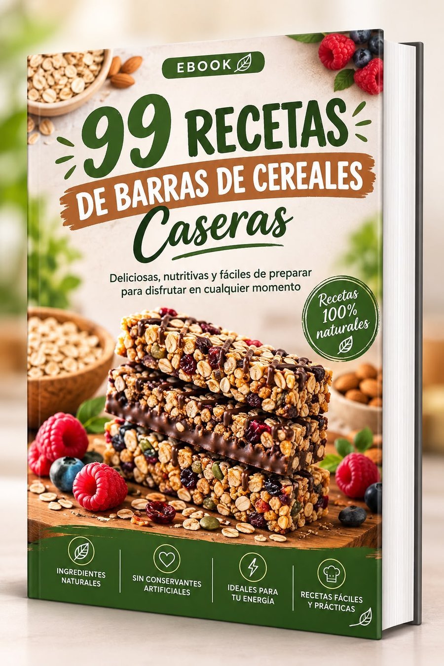 Portada del eBook 99 Recetas de Barras de Cereales Caseras