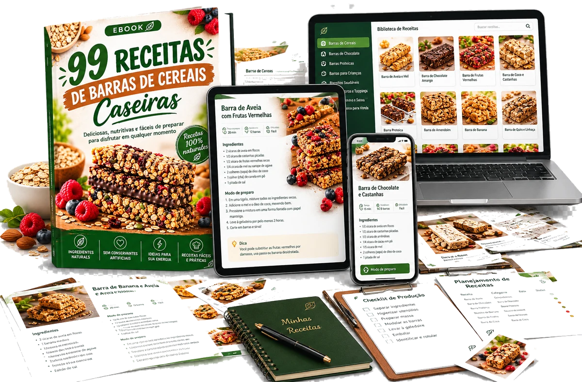 99 Recetas de Barras de Cereales Caseras: eBook y acceso desde celular, tablet y computadora